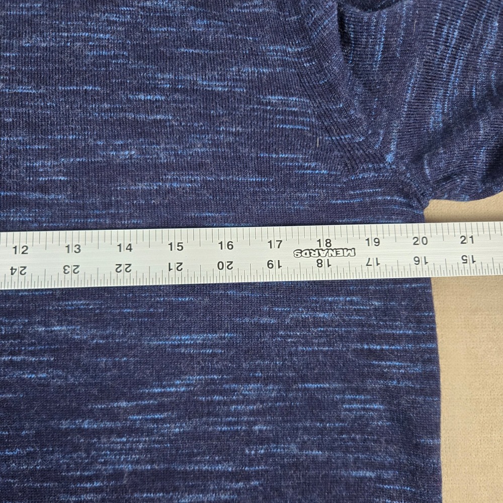 Express Mens Blue Space Dye 100% Extra Fine Merino Wool Crewneck Sweater Medium - Picture 7 of 7